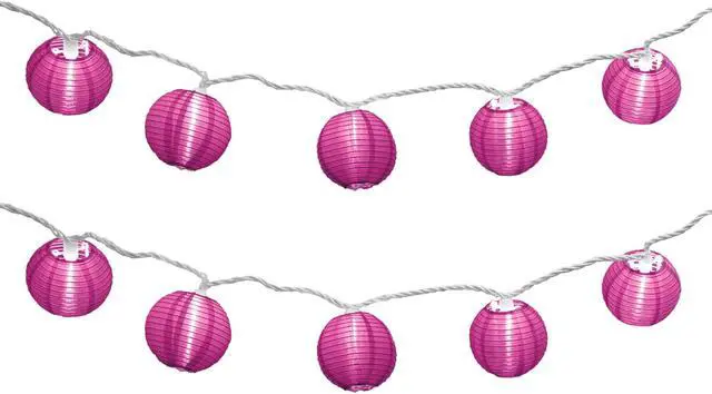 Main image of Electric String Lights with 10 Nylon Lanterns - Fuchsia