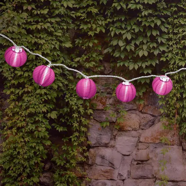 Alt view image 3 of 4 - Electric String Lights with 10 Nylon Lanterns - Fuchsia