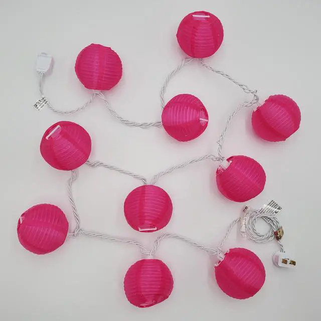 Alt view image 2 of 4 - Electric String Lights with 10 Nylon Lanterns - Fuchsia