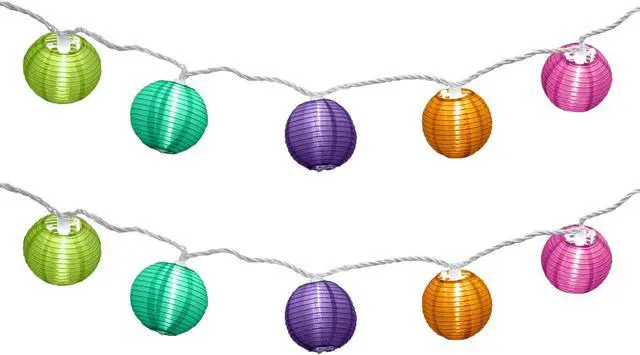 Main image of Electric String Lights with 10 Nylon Lanterns - Multicolor