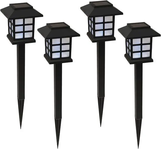 Main image of Solar Powered Ground Lights, Black Window - Set of 4