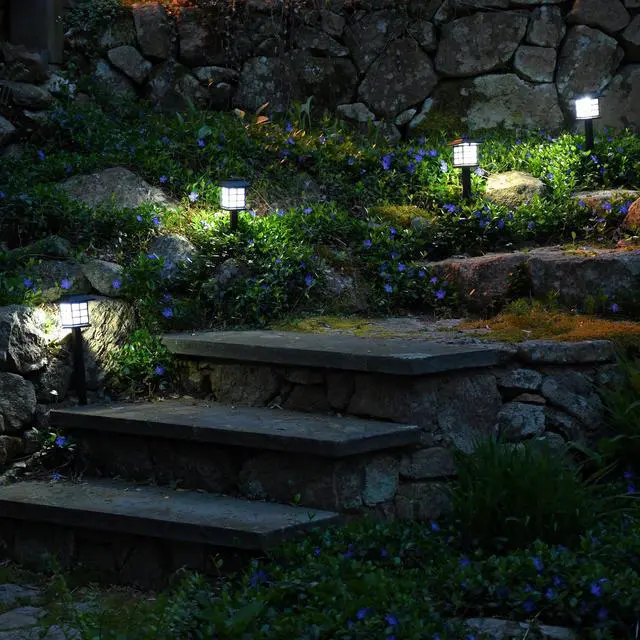 Alt view image 3 of 6 - Solar Powered Ground Lights, Black Window - Set of 4