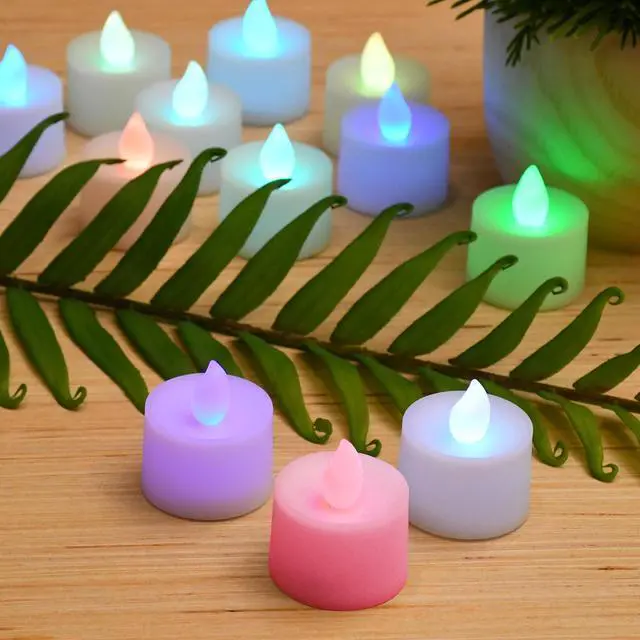 Alt view image 3 of 3 - Battery Operated Tea Light Candles, Color Changing - Set of 12