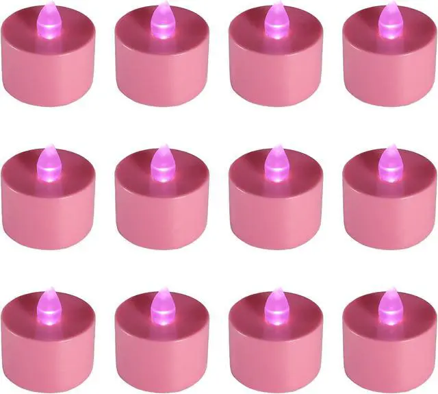 Main image of Battery Operated Tea Light Candles, Pink - Set of 12