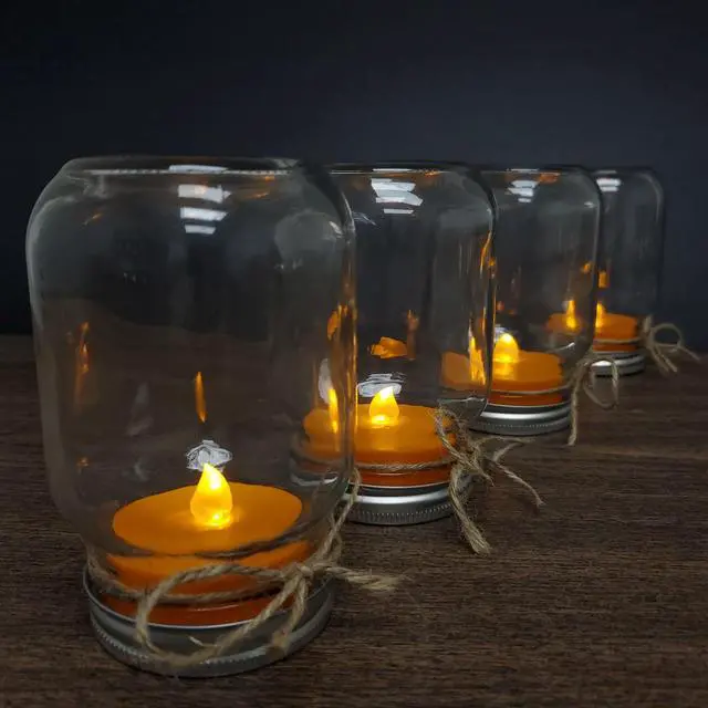 Alt view image 5 of 6 - Extra Large Battery Operated Tea Lights with Remote Control, Orange - Set of 4