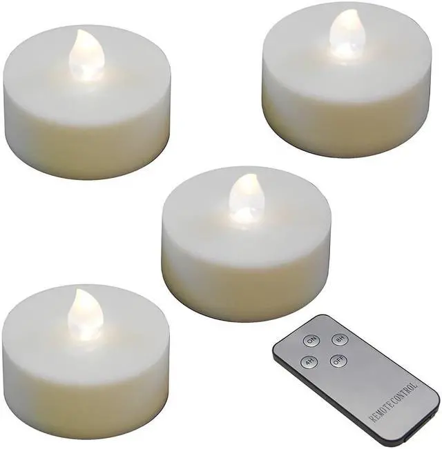 Main image of Extra Large Battery Operated Tea Lights with Remote Control, White - Set of 4