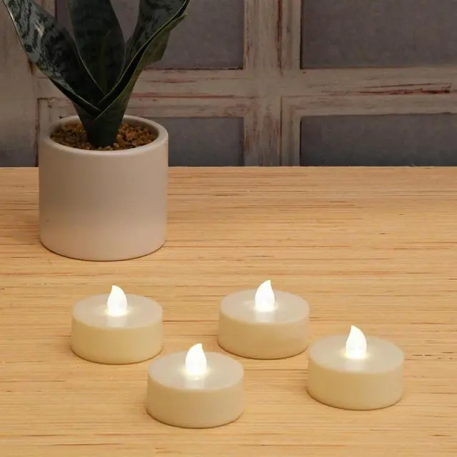 Alt view image 3 of 3 - Extra Large Battery Operated Tea Lights with Remote Control, White - Set of 4