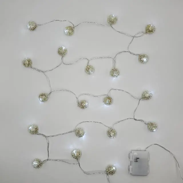 Alt view image 2 of 3 - Battery Operated String Lights with 20 Distressed Silver Balls