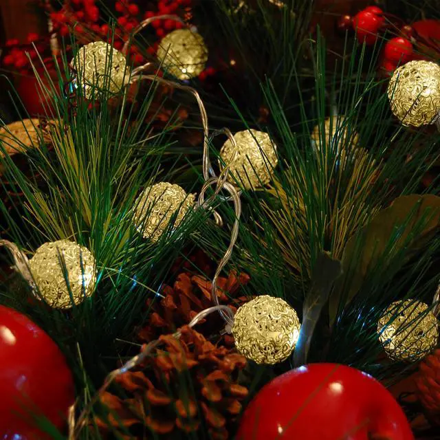Alt view image 3 of 4 - Battery Operated String Lights with 20 Gold Balls
