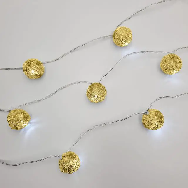 Alt view image 2 of 4 - Battery Operated String Lights with 20 Gold Balls