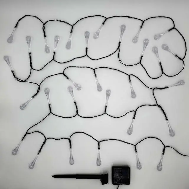 Alt view image 4 of 5 - Solar Powered Crystal Water Drop String Lights - Soft White