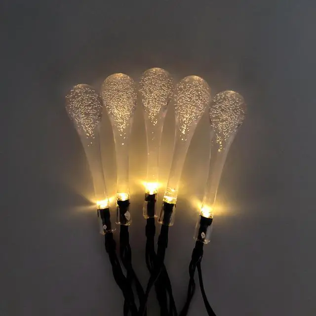 Alt view image 3 of 5 - Solar Powered Crystal Water Drop String Lights - Soft White