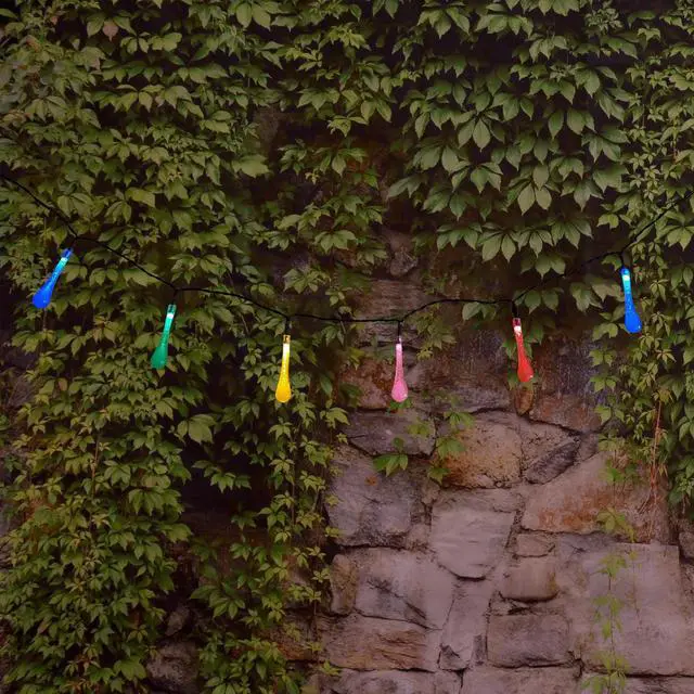 Alt view image 2 of 5 - Solar Powered Crystal Water Drop String Lights - Multicolor