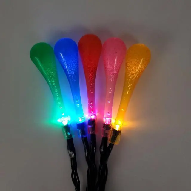 Alt view image 3 of 5 - Solar Powered Crystal Water Drop String Lights - Multicolor