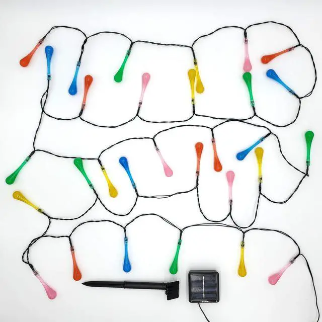 Alt view image 4 of 5 - Solar Powered Crystal Water Drop String Lights - Multicolor