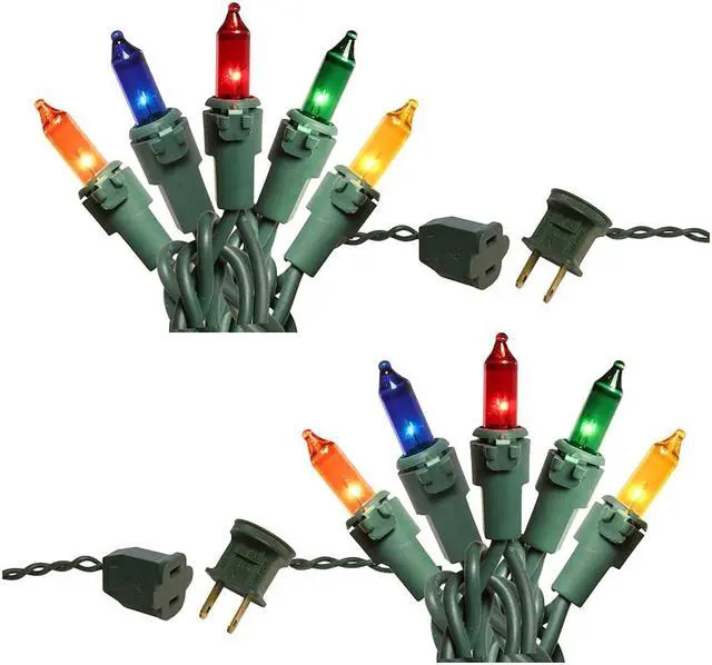 Main image of Electric Mini String Lights with 100 Multicolor Bulbs - Set of 2
