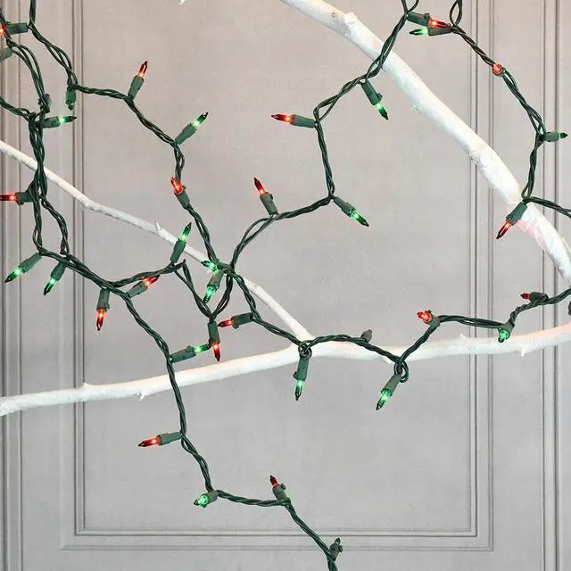 Alt view image 4 of 7 - Electric Mini String Lights with 100 Red and Green Bulbs - Set of 2