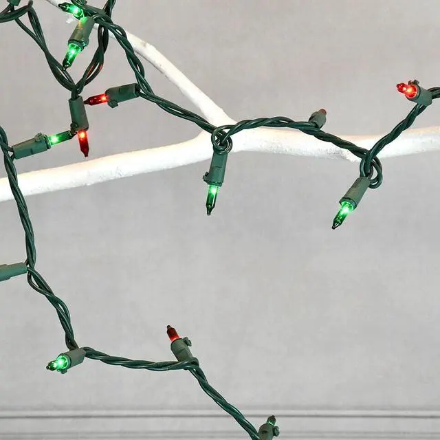 Alt view image 6 of 7 - Electric Mini String Lights with 100 Red and Green Bulbs - Set of 2