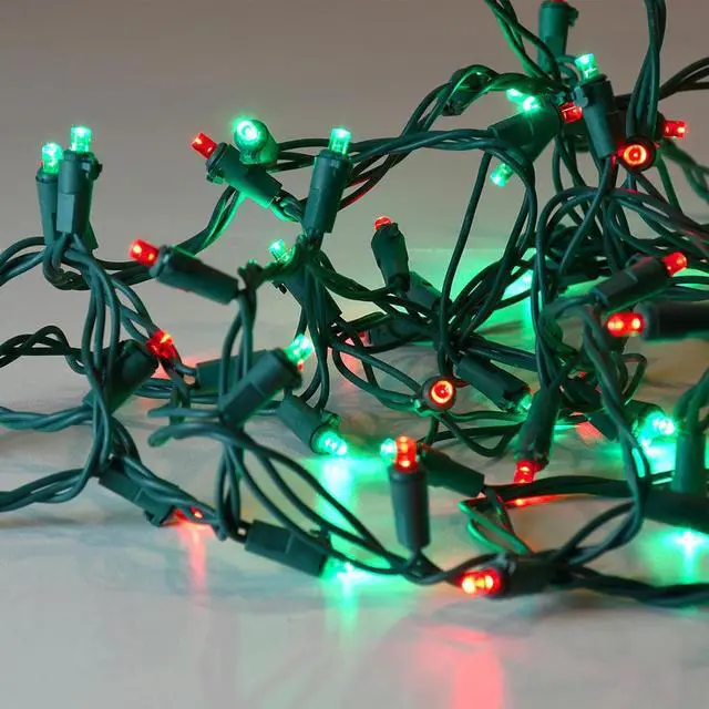 Alt view image 2 of 7 - Electric LED Mini String Lights with 70 Red and Green Bulbs