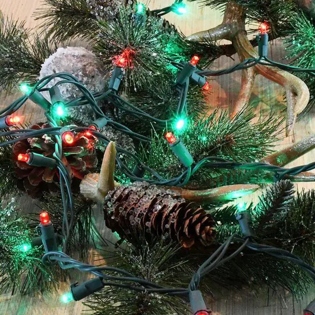 Alt view image 3 of 7 - Electric LED Mini String Lights with 70 Red and Green Bulbs