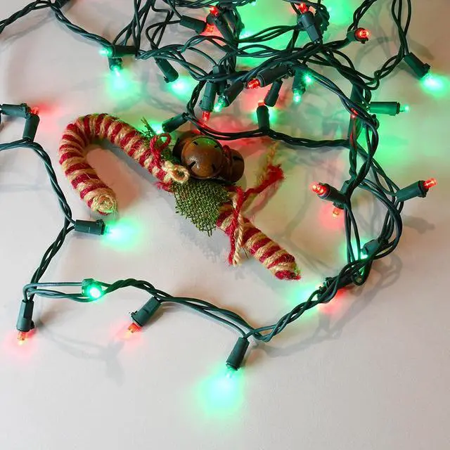 Alt view image 5 of 7 - Electric LED Mini String Lights with 70 Red and Green Bulbs