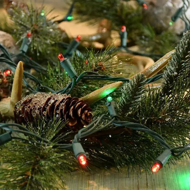Alt view image 6 of 7 - Electric LED Mini String Lights with 70 Red and Green Bulbs