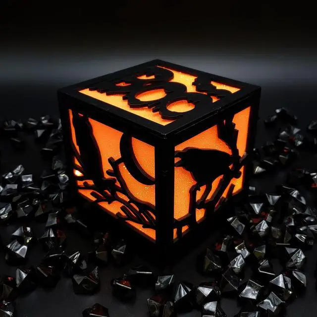 Alt view image 2 of 3 - Battery Operated Lighted Orange Halloween Box
