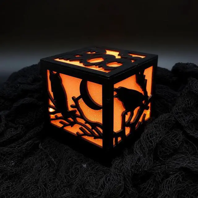 Alt view image 3 of 3 - Battery Operated Lighted Orange Halloween Box