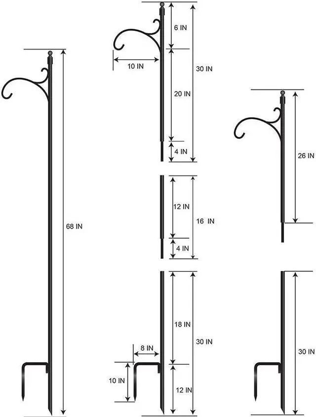 Alt view image 6 of 6 - Metal Shepherd's Hook - 68" Black