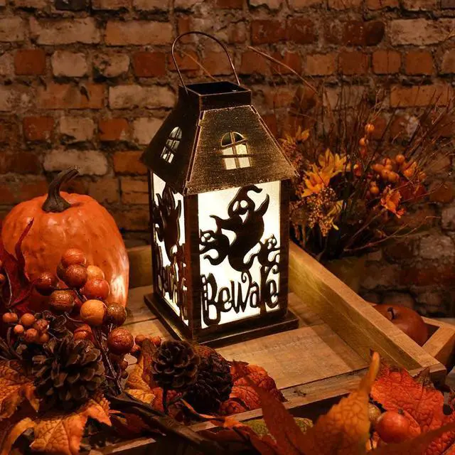 Alt view image 3 of 8 - Lumabase 99901 Battery Operated Lighted Halloween Lantern-Golden Black, Multicolor