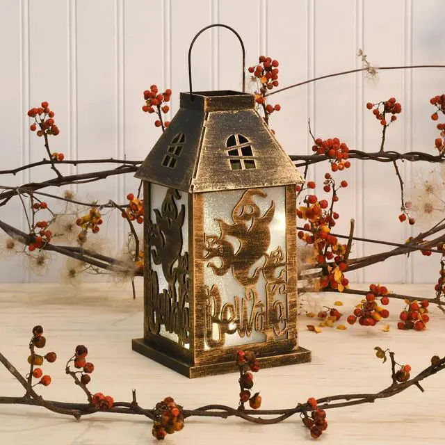 Alt view image 4 of 8 - Lumabase 99901 Battery Operated Lighted Halloween Lantern-Golden Black, Multicolor