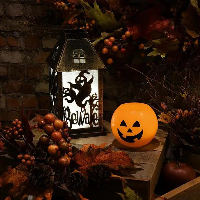 Alt view image 6 of 8 - Lumabase 99901 Battery Operated Lighted Halloween Lantern-Golden Black, Multicolor