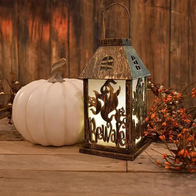 Alt view image 7 of 8 - Lumabase 99901 Battery Operated Lighted Halloween Lantern-Golden Black, Multicolor