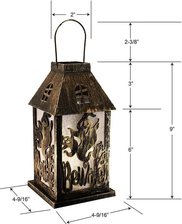 Alt view image 8 of 8 - Lumabase 99901 Battery Operated Lighted Halloween Lantern-Golden Black, Multicolor
