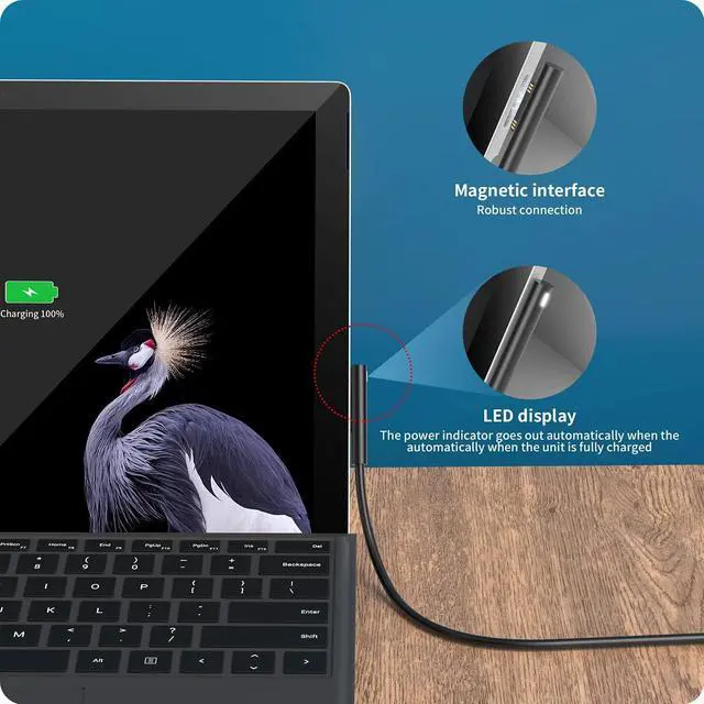 Alt view image 6 of 6 - 65W Surface Charger (Work with 65W, 44W, 36W) 65W 15V 4A Surface Charger for Surface Pro X/8/7/6/5/4/3, Surface Laptop1/2/3, Surface Book1/2, Surface Go/ Go2, with USB Charge Port