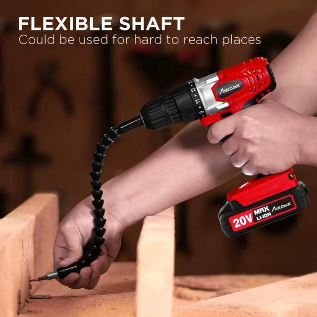 Alt view image 5 of 7 - 20V MAX Lithium lon Cordless Drill Set Power Drill Kit with Battery and Charger 3/8-Inch Keyless Chuck Variable Speed 16 Position and 22pcs Drill Bits (Red)