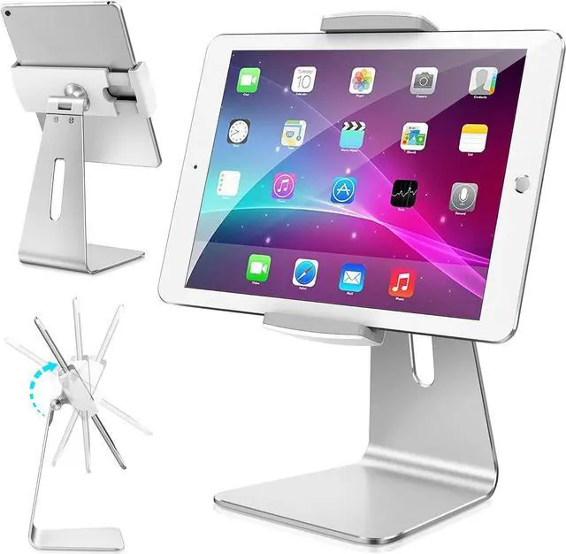 Main image of Elegant Tablet Stand Aluminum iPad Stand Holder Desktop Kiosk POS Stand for 7-13 inch iPad Pro Air Mini Galaxy Tab Nexus Tablet Mount for Store Showcase Office Reception Kitchen Countertop