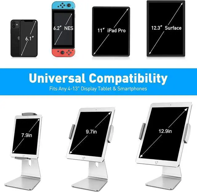 Alt view image 2 of 7 - Elegant Tablet Stand Aluminum iPad Stand Holder Desktop Kiosk POS Stand for 7-13 inch iPad Pro Air Mini Galaxy Tab Nexus Tablet Mount for Store Showcase Office Reception Kitchen Countertop