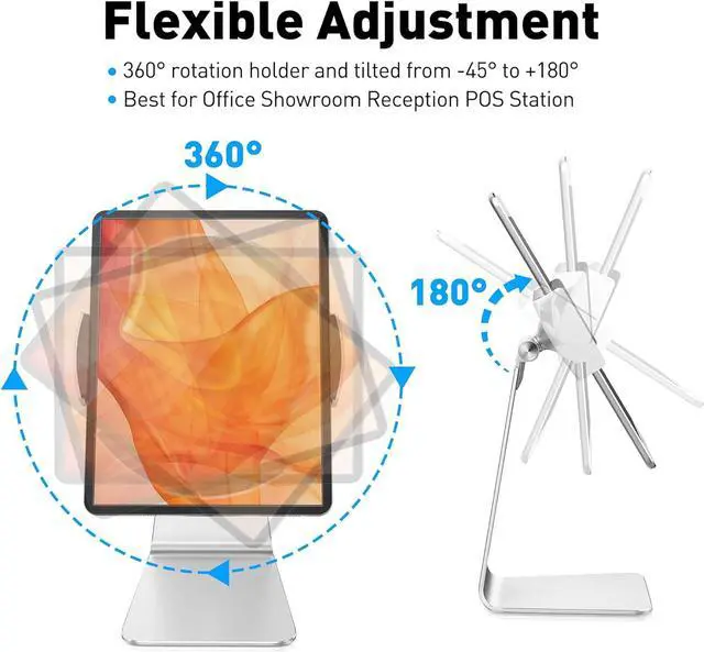 Alt view image 3 of 7 - Elegant Tablet Stand Aluminum iPad Stand Holder Desktop Kiosk POS Stand for 7-13 inch iPad Pro Air Mini Galaxy Tab Nexus Tablet Mount for Store Showcase Office Reception Kitchen Countertop