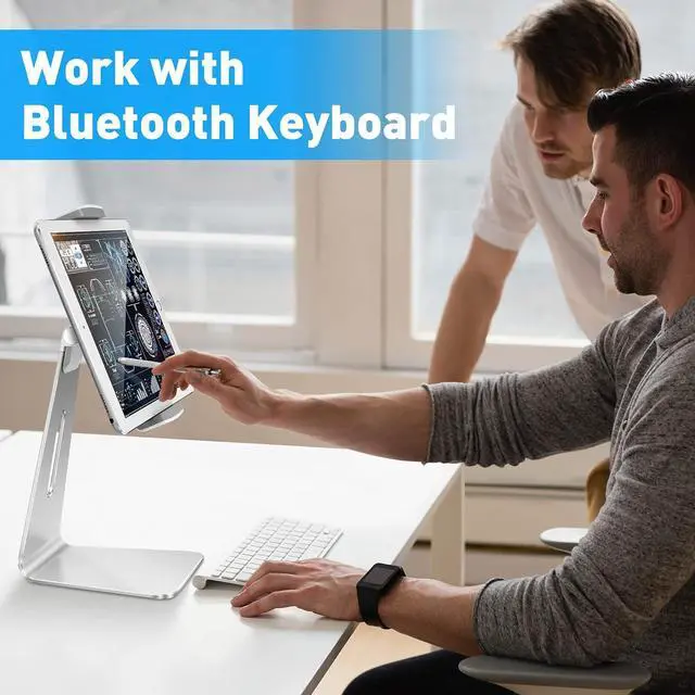 Alt view image 6 of 7 - Elegant Tablet Stand Aluminum iPad Stand Holder Desktop Kiosk POS Stand for 7-13 inch iPad Pro Air Mini Galaxy Tab Nexus Tablet Mount for Store Showcase Office Reception Kitchen Countertop