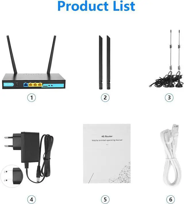 Alt view image 7 of 7 - KuWFi 4G LTE Router with SIM Card Slot, Unlocked 4G WiFi Router with External Antennas, Industrial Wireless CPE Internet Routers for Home/Office, Work with AT&T and T-Mobile