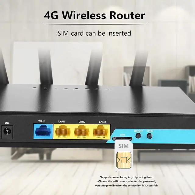 Alt view image 6 of 7 - KuWFi 4G LTE Router with SIM Card Slot, Unlocked 4G WiFi Router with External Antennas, Industrial Wireless CPE Internet Routers for Home/Office, Work with AT&T and T-Mobile