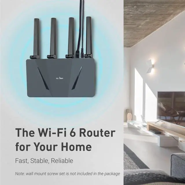 Alt view image 6 of 7 - GL.iNet GL-AX1800(Flint) WiFi 6 Router -Dual Band Gigabit Wireless Internet Router | 5 x 1G Ethernet Ports | Up to 120 Devices | OpenVpn&WireGuard