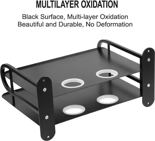 Alt view image 7 of 7 - Z-Color Black Metal Double Wireless WiFi Router Storage Box/TV Set Box Shelf Wall Hanging Plug Board Bracket Cable Storage Organizer (Small)