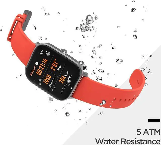 Alt view image 4 of 6 - Amazfit GTS Fitness Smartwatch with Heart Rate Monitor, 14-Day Battery Life, Music Control, 1.65" Display, Sleep and Swim Tracking, GPS, Water Resistant, Smart Notifications, Vermillion Orange