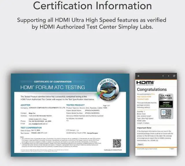 Alt view image 7 of 7 - Avier PREMIUM G+ True 8K Ultra High Speed HDMI Cable 2M