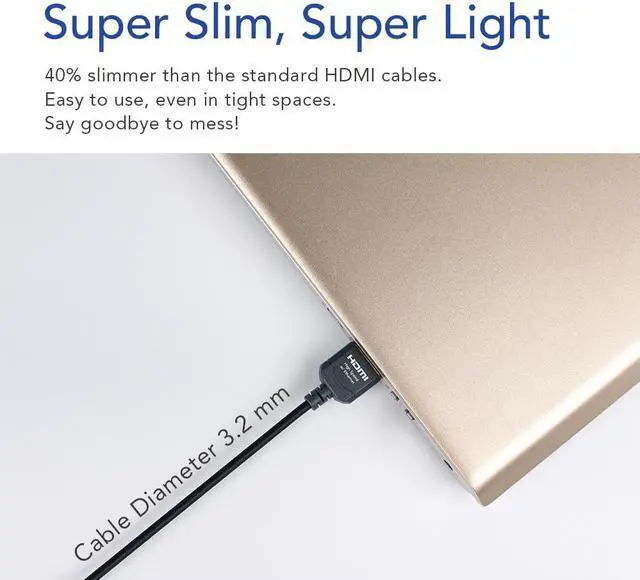 Alt view image 2 of 7 - Avier PREMIUM Fit! Slim HDMI Cable 1M