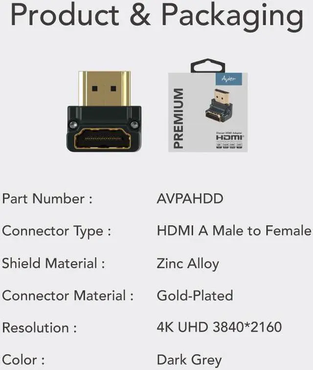 Alt view image 7 of 7 - Avier PREMIUM Diecast HDMI Adapter (Down)