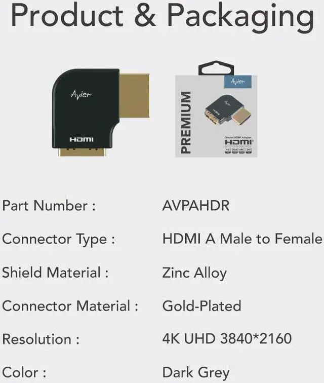 Alt view image 7 of 7 - Avier PREMIUM Diecast HDMI Adapter (Right)