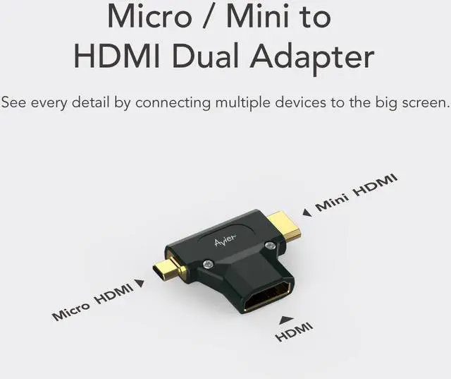 Alt view image 6 of 7 - Avier PREMIUM Diecast HDMI Adapter (HDMI A to C/D)